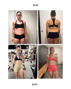 4 Photos comparing Nikki's body transformation and weight loss journey